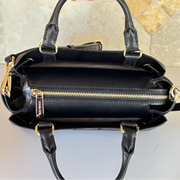 Michael Kors Reed Small Belted Satchel Shoulder Crossbody Bag MK Brown/Black - Picture 6 of 12